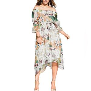 City Chic Bilbao Off The Shoulder Dress Size 20